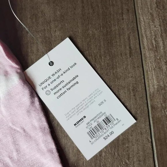 NWT SO Juniors' Cropped Boxy Tie Dye Tee Size Small Pink White - Picture 6 of 12